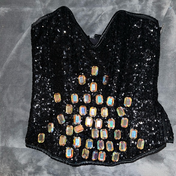 Custom sequin and crystal extreme boned corset - Picture 5 of 8